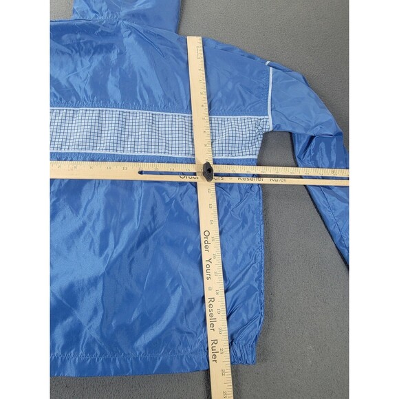 Vintage Nike Jacket Mens Medium Blue Hooded Half Zip Windbreaker Anorak 90s - Picture 13 of 16